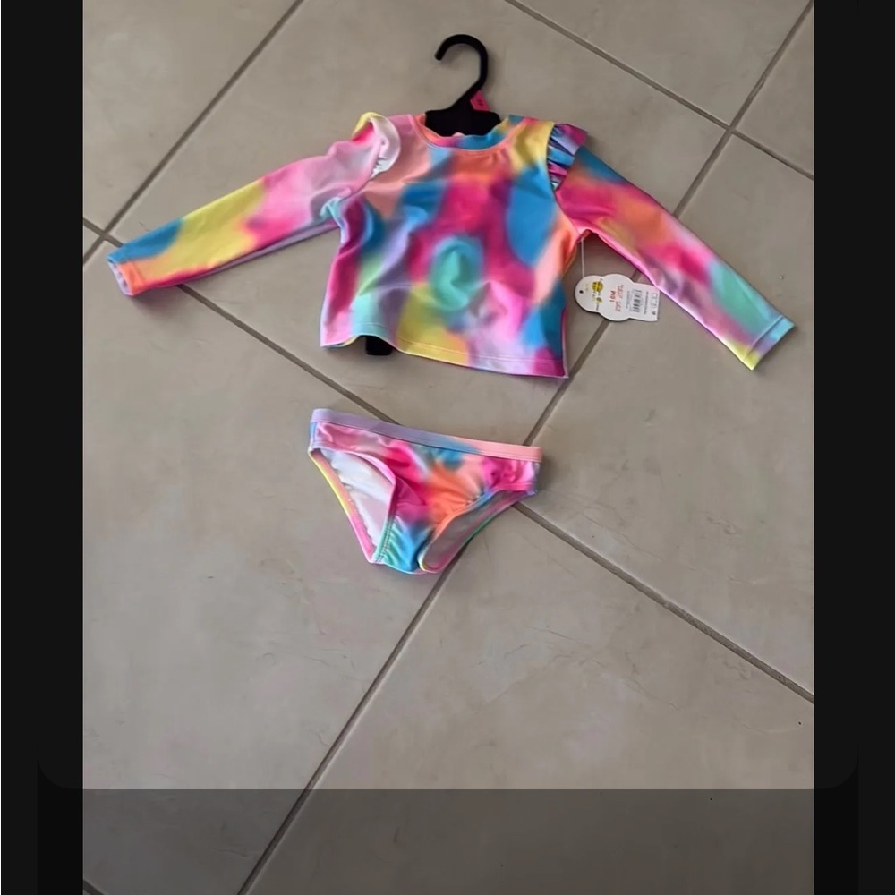 NWT baby girl 2pc bathing suit 18 months 1629